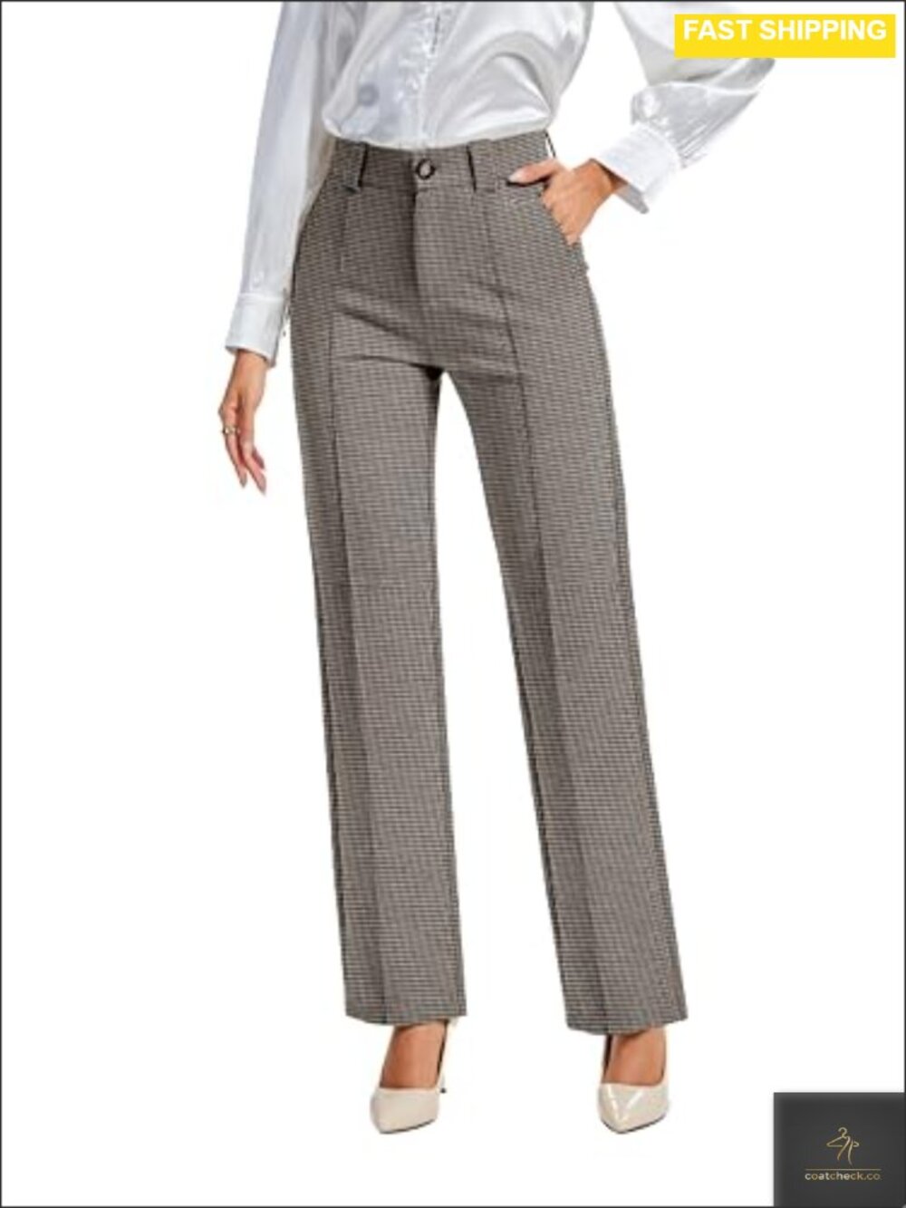 High Rise Straight Leg Stretch Dress Pants Work Business Trousers